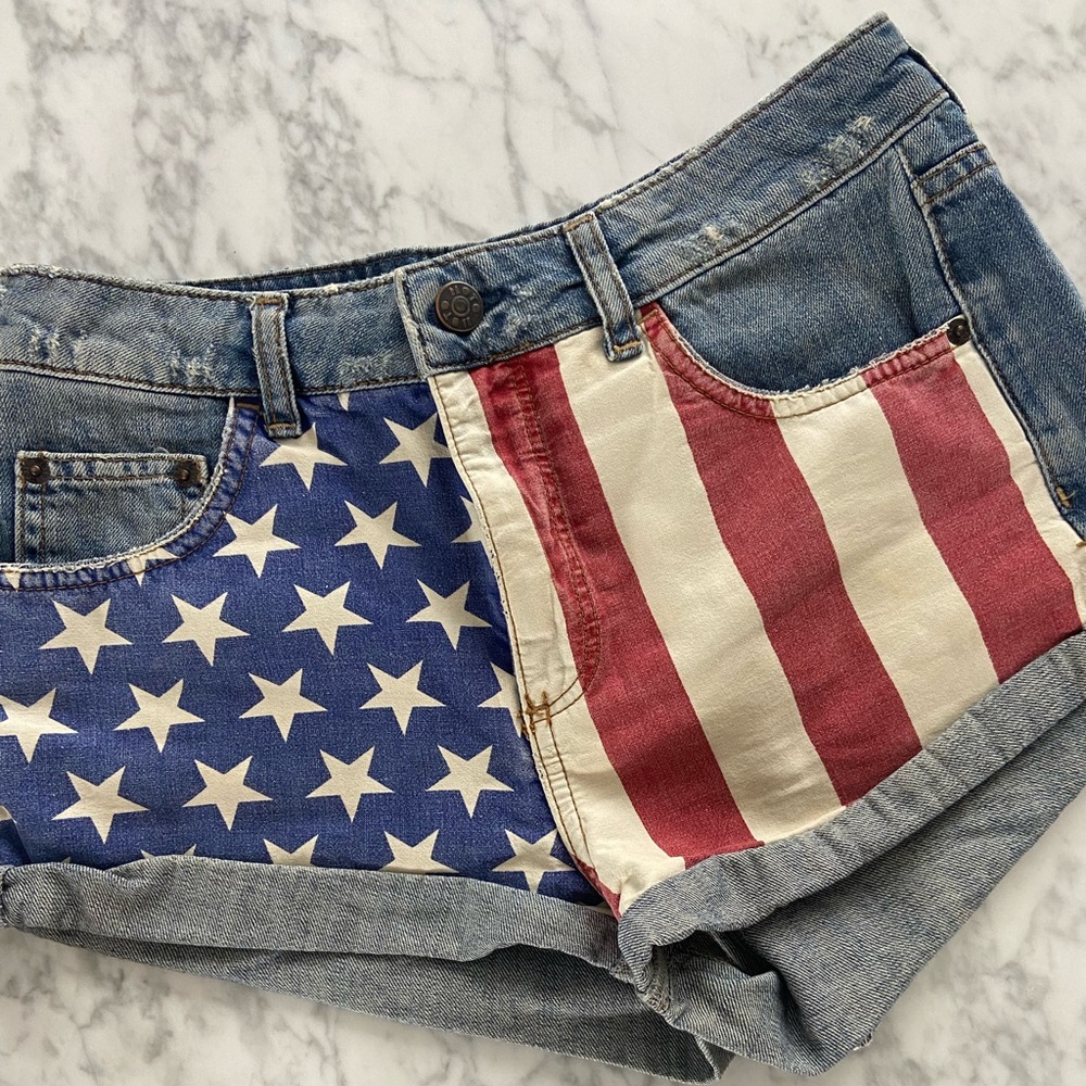 Topshop Moto American flag Short